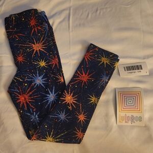 LuLaRoe Kids Starburst Leggings - Red, Yellow, Blue